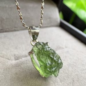 Sterling silver moldavite pendant